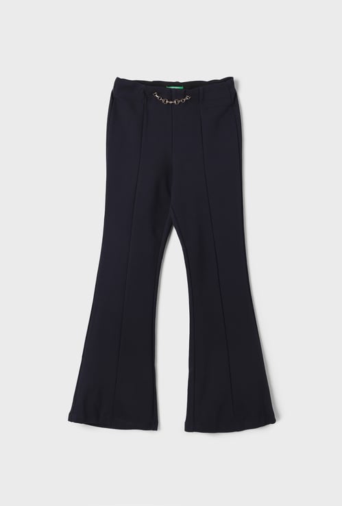 UNITED COLORS OF BENETTON Girls Chain-Detailed Flared Trousers