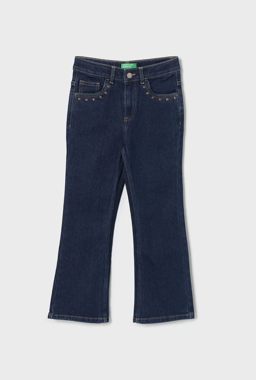 UNITED COLORS OF BENETTON Girls Darkwashed Bootcut Fit Jeans