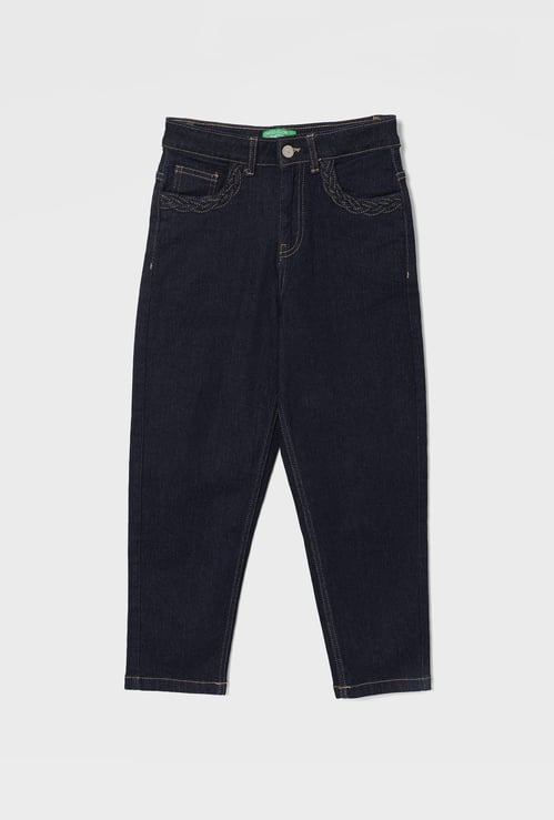 UNITED COLORS OF BENETTON Girls Darkwashed Comfort Fit Jeans