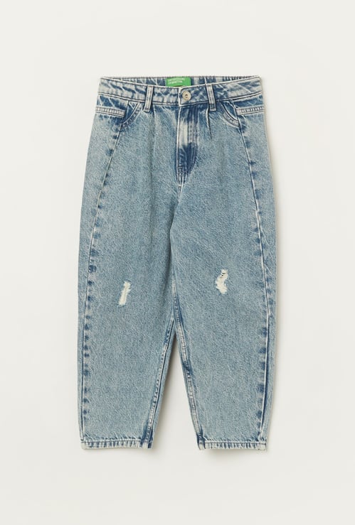 UNITED COLORS OF BENETTON Girls Washed Comfort Fit Jeans