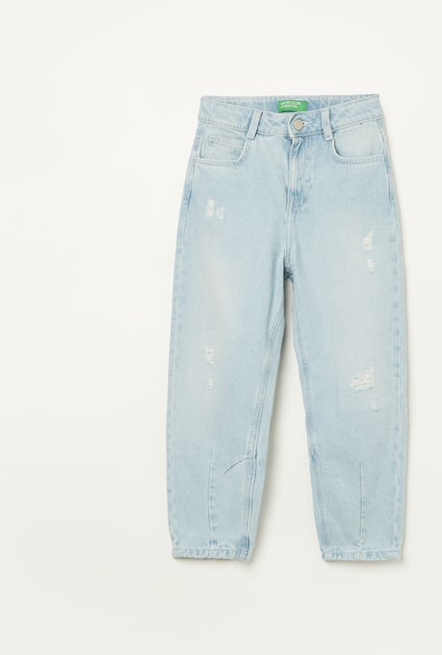 UNITED COLORS OF BENETTON Girls Distressed Comfort Fit Jeans