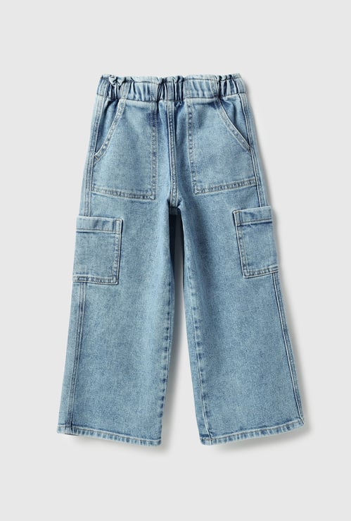 UNITED COLORS OF BENETTON Girls Lightwashed Cargo Jeans