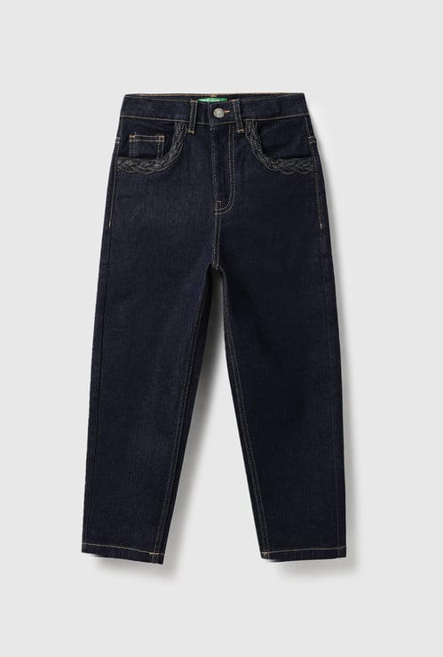 UNITED COLORS OF BENETTON Girls Darkwashed Comfort Fit Jeans