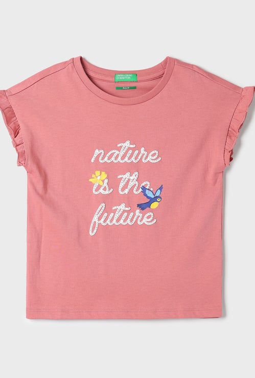 UNITED COLORS OF BENETTON Girls Calligraphy Print Top