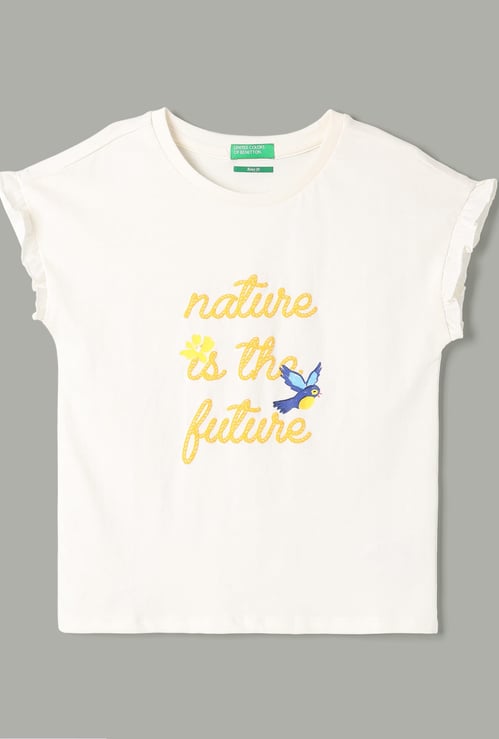 UNITED COLORS OF BENETTON Girls Calligraphy Print Top