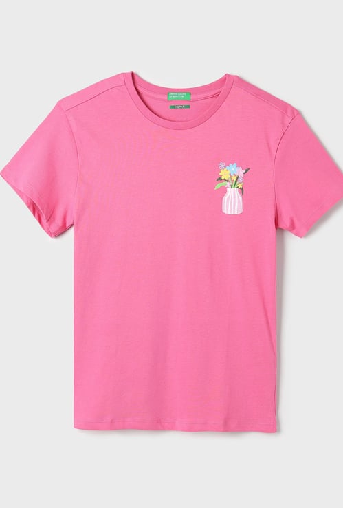 UNITED COLORS OF BENETTON Girls Floral Printed T-shirt