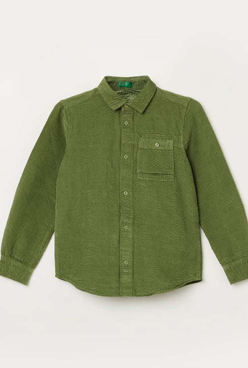 UNITED COLORS OF BENETTON Boys Textured Regular Fit Shirt