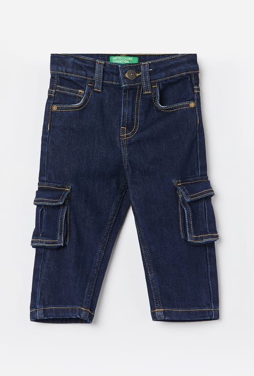 UNITED COLORS OF BENETTON Girls Washed Straight Fit Cargo Jeans
