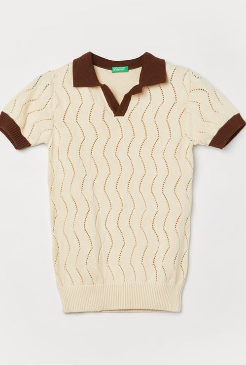 UNITED COLORS OF BENETTON Boys Knitted Johnny Collar Sweater