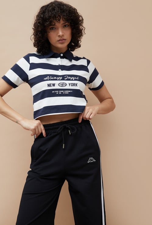 KAPPA Striped Crop Polo T-shirt
