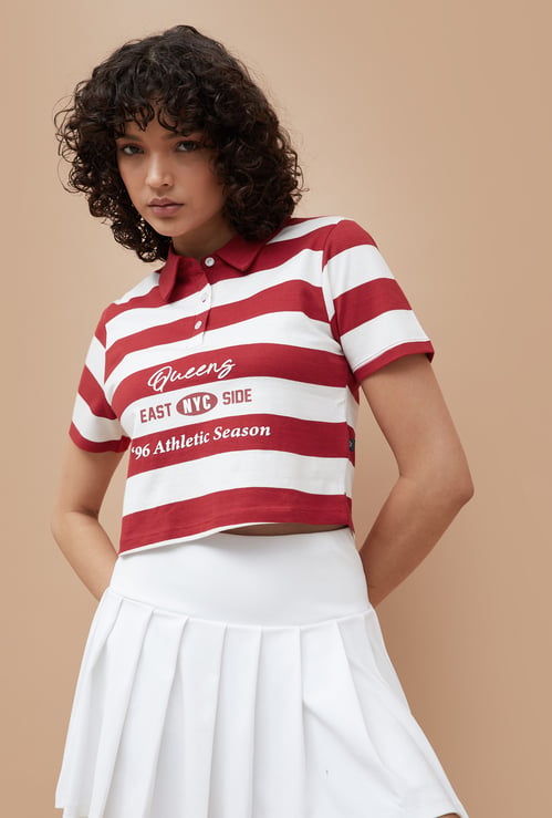 KAPPA Striped Crop Polo T-shirt