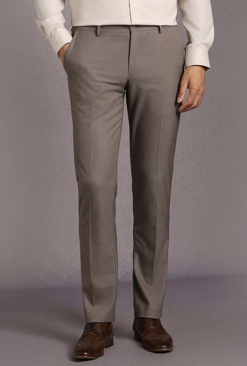 LOUIS PHILIPPE Solid Slim Straight Formal Trousers