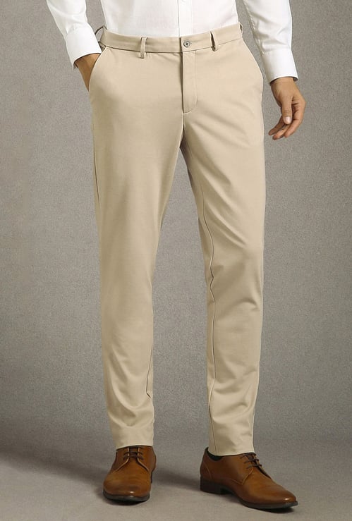 LOUIS PHILIPPE Solid Slim Tapered Formal Trousers