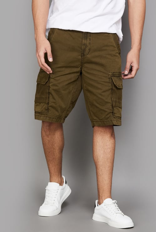 T-BASE Solid Cargo Shorts