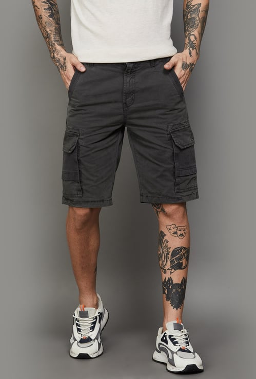 T-BASE Solid Cargo Shorts