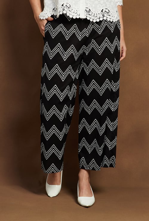 MELANGE Chevron Print Palazzos