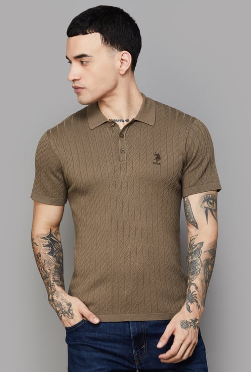 US POLO ASSN Textured Polo T-shirt