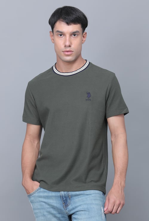 US POLO ASSN Textured Crew Neck T-shirt