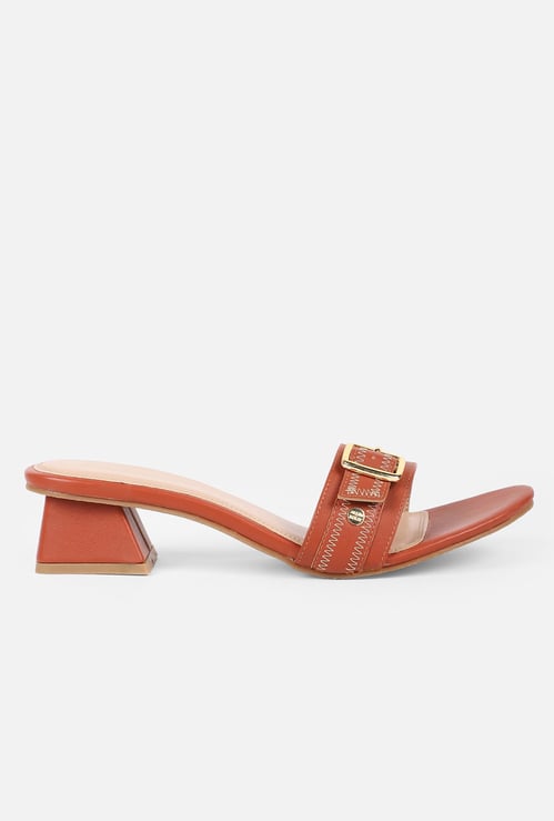 ALLEN SOLLY Buckle Detail Block Heels