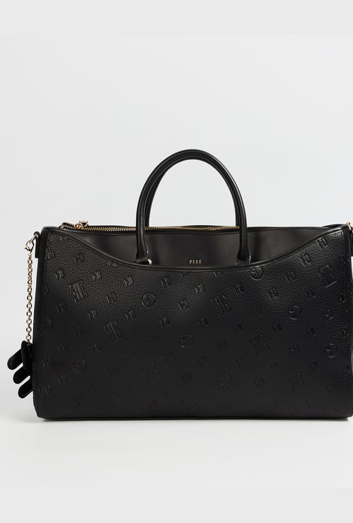 ELLE Debossed Laptop Bag with Charm