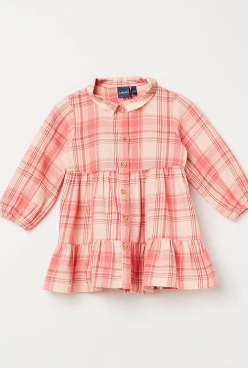 JUNIORS Girls Checked A-line Dress