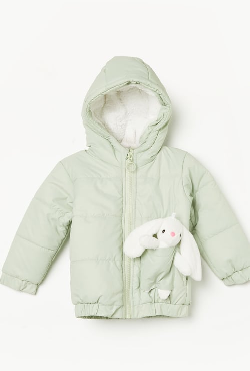 JUNIORS Puffer Jacket with Bunny Soft Toy