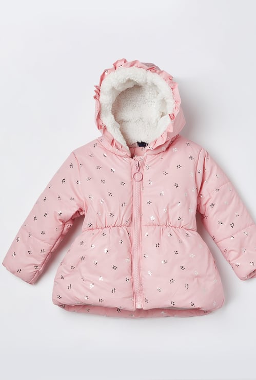 JUNIORS Girls Printed Padded Jacket with Hood