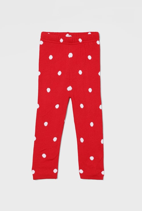 JUNIORS Girls Polka Dot Knit Leggings