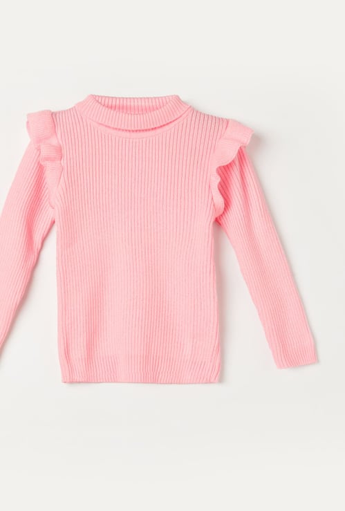 JUNIORS Girls Ribbed Turtle Neck Sweater