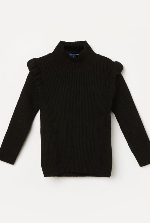 JUNIORS Girls Ribbed High Neck Sweater