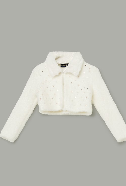 JUNIORS Embellished Cropped Jacket