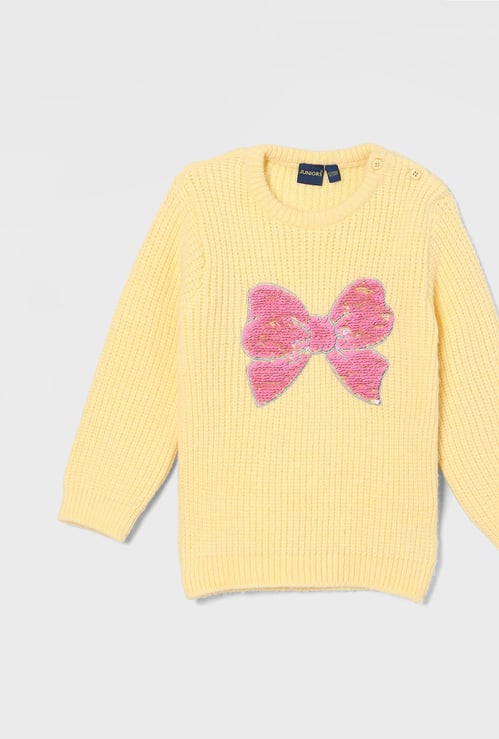 JUNIORS Girls Sequinned Bow Sweater
