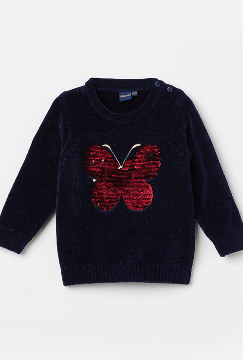 JUNIORS Flip Sequin Embellished Sweater