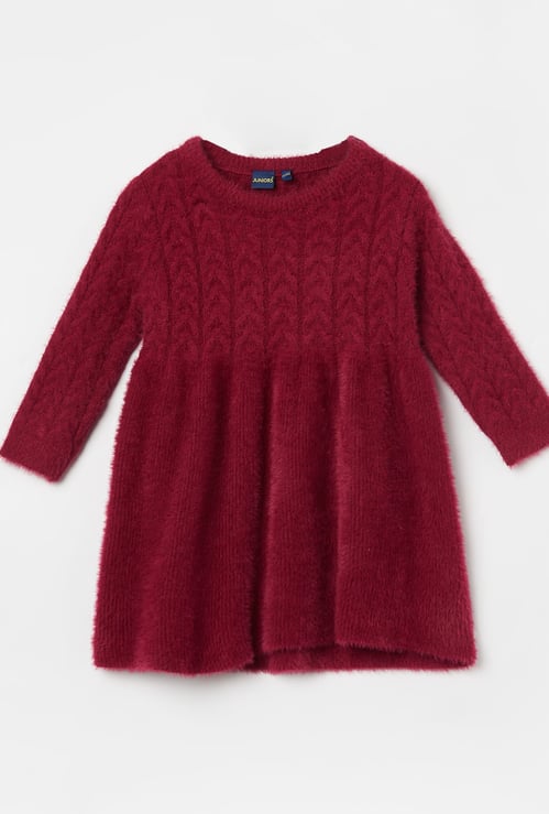 JUNIORS Girls Braided Knit Sweater Dress