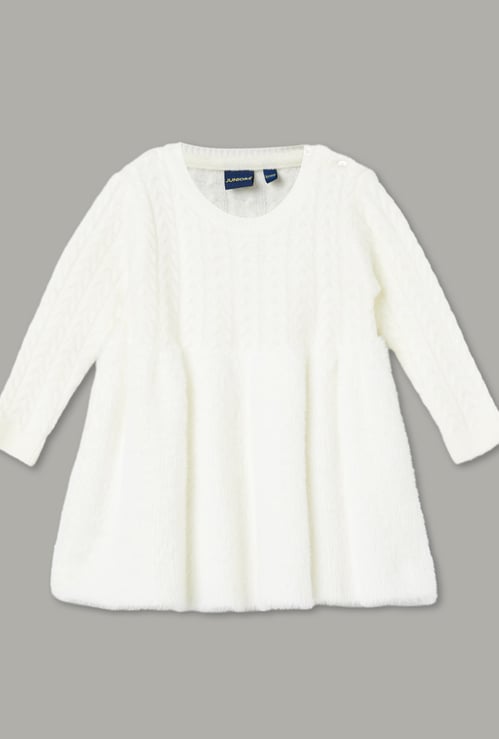 JUNIORS Girls Braided Fuzzy Sweater