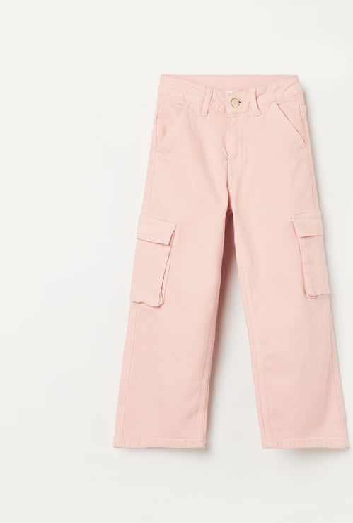 FAME FOREVER Girls Solid Cargo Jeans