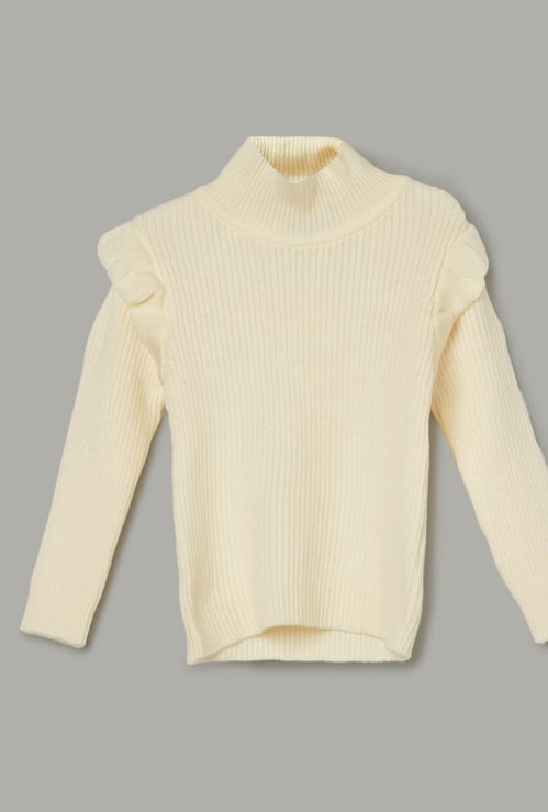 FAME FOREVER Girls Ribbed High Neck Sweater