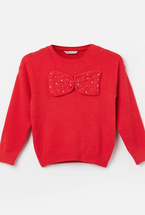 FAME FOREVER Bow Detail Knitted Sweater