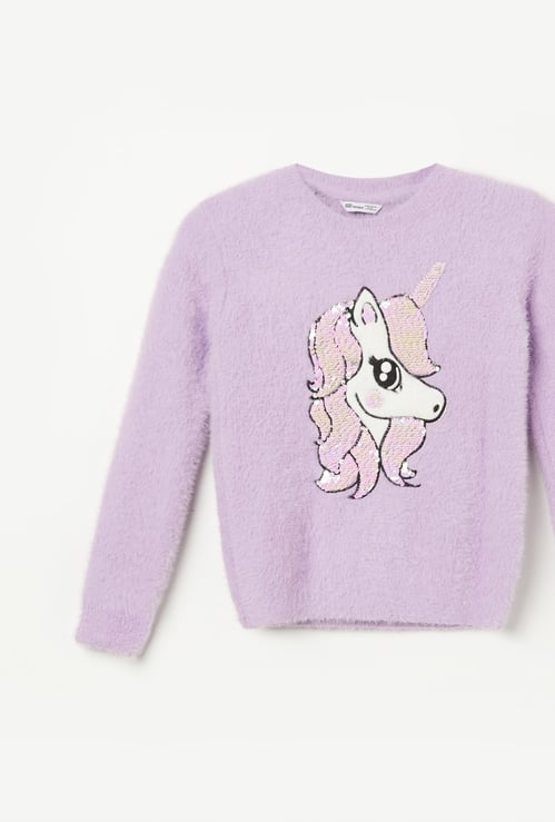 FAME FOREVER Girls Unicorn Sequined Sweater