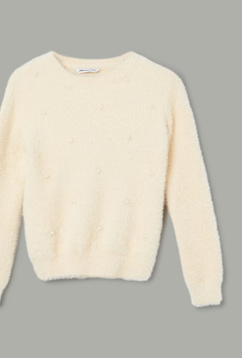 FAME FOREVER Girls Pearl Embellished Sweater