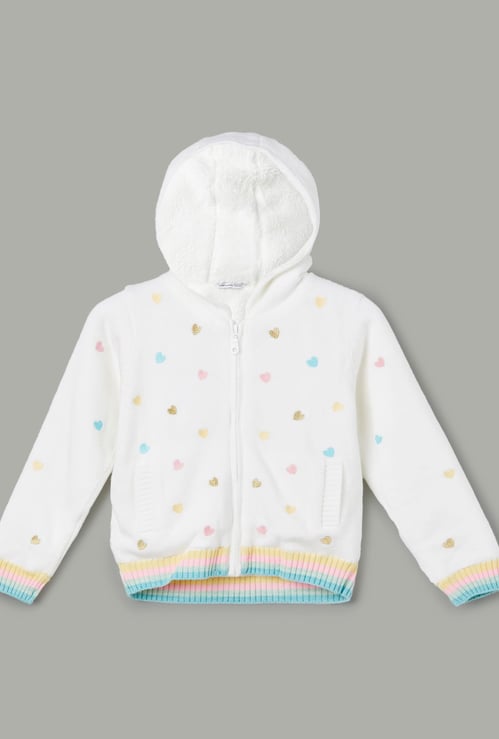 FAME FOREVER Girls Embroidered Hooded Sweater