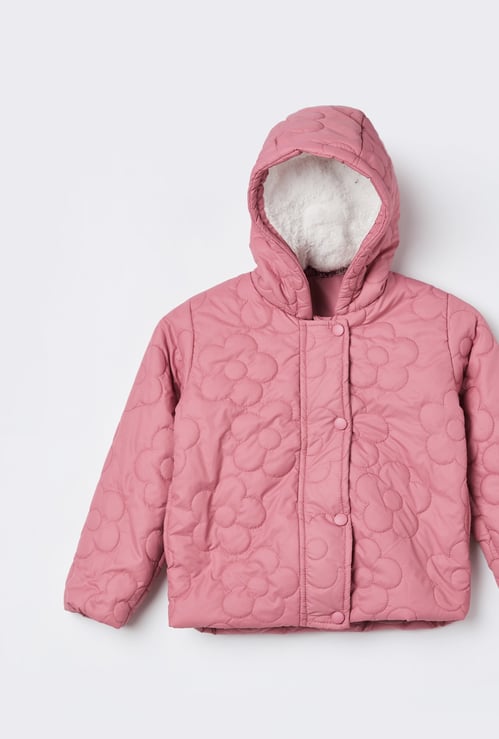 FAME FOREVER Floral Hooded Quilted Jacket