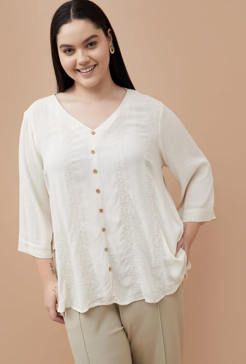 NEXUS Embroidered V-neck Top