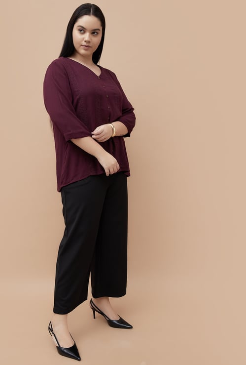 NEXUS Embroidered V-neck Top
