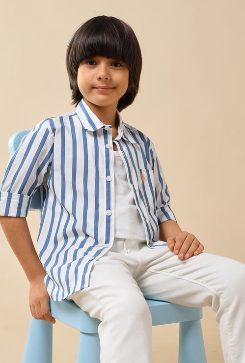 US POLO ASSN KIDS Boys Striped Regular Fit Shirt