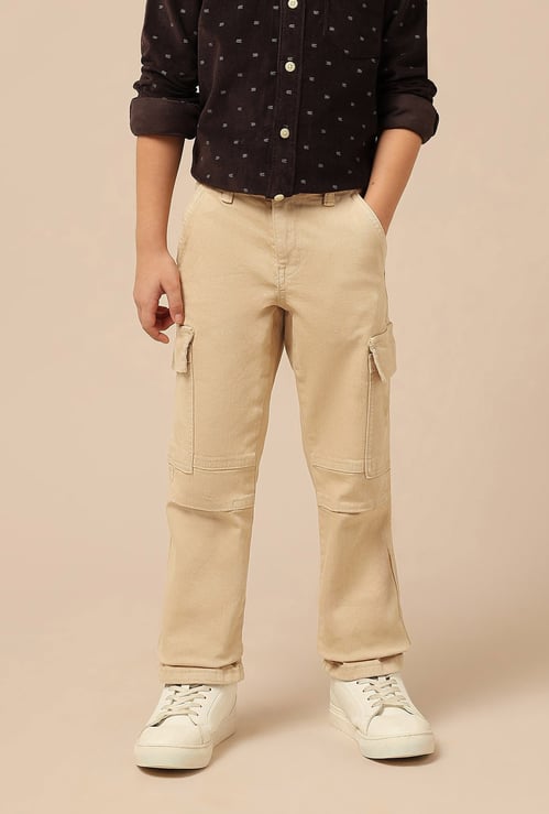 US POLO ASSN KIDS Boys Solid Relaxed Fit Denim Cargos