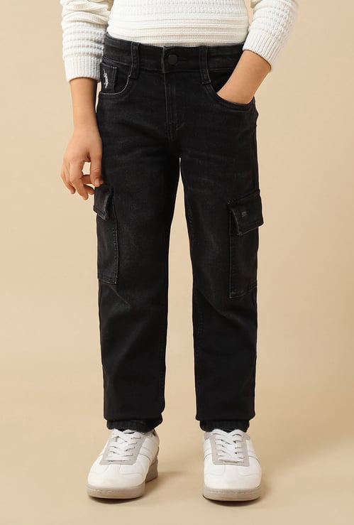 US POLO ASSN KIDS Boys Washed Cargo Jeans