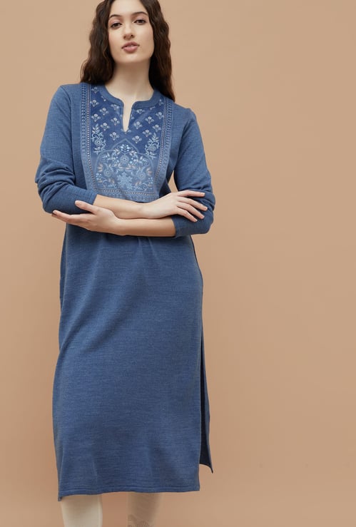 MELANGE Printed Winter Straight Kurta