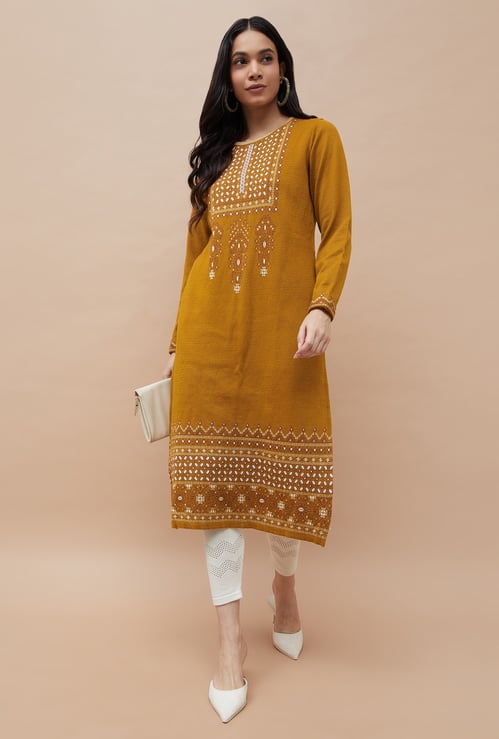 MELANGE Ethnic Motif Straight Winter Kurta
