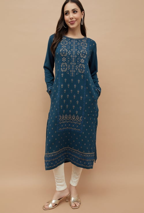 MELANGE Patterned Straight Winter Kurta